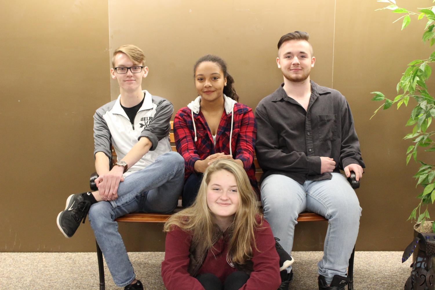 2017 Halloween writing contest winners are sophomores Nick Roberson, Anoria Webb, Gavin Stevens, and Ensley Circle