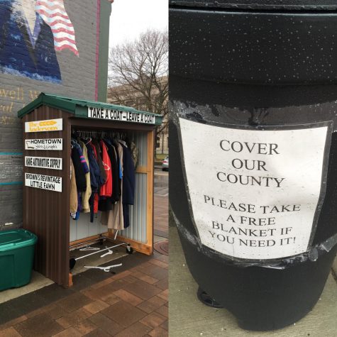 “Take one leave one” blankets and coats in Delphi