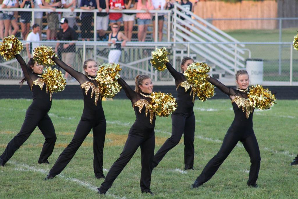 The DCHS dance team performed at the halftime show for the first home football game of the season.