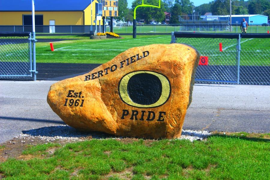 A new rock was added to Berto Field this year to honor the legendary coach.