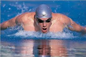 Michael Phelps swimming in Athens