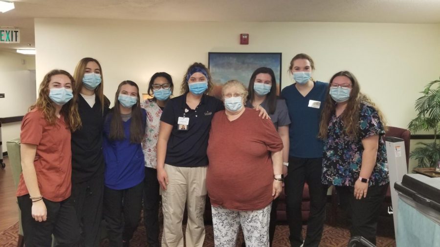 Mrs. Millers CNA class has been working hard to pass their clinicals and provide care to residents while balancing the pandemic and new precautions. 