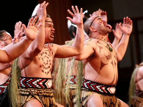 Maori performers displaying the haka
