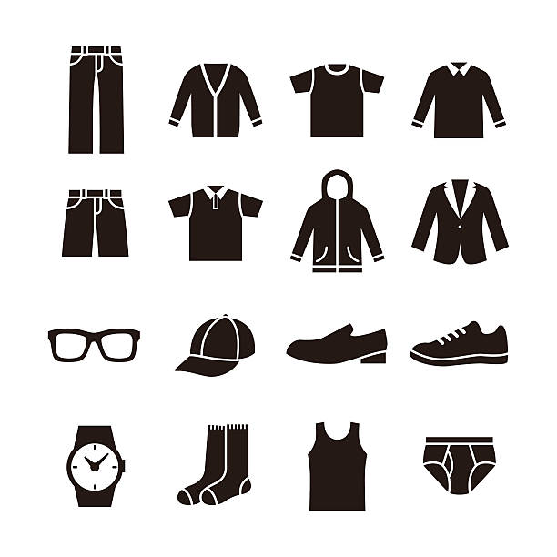 Black and white mens fashion icon illustration