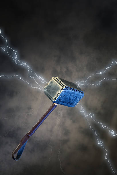 Thor's Hammer, Mjolnir, with lightning effects. This is a completely handmade prop. Thor and his hammer are parts of the centuries-old Norse mythology.